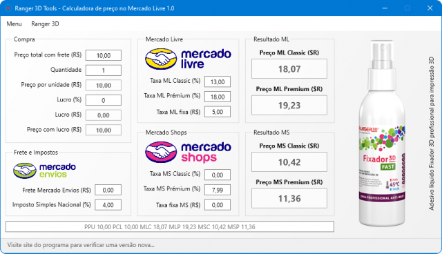 Calculadora de Preço no Mercado Livre