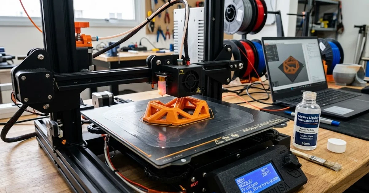Adesivo líquido termoativo na impressão 3D FDM (mesmo com mesa PEI ou vidro)