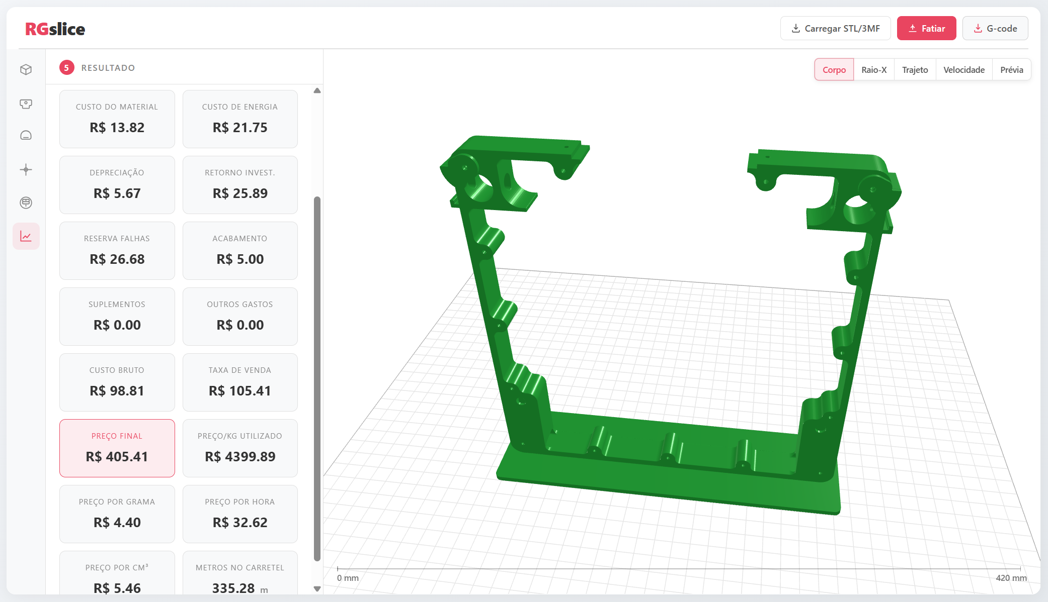 Calculadora de Preço de Impressão 3D a partir de Arquivos STL e 3MF